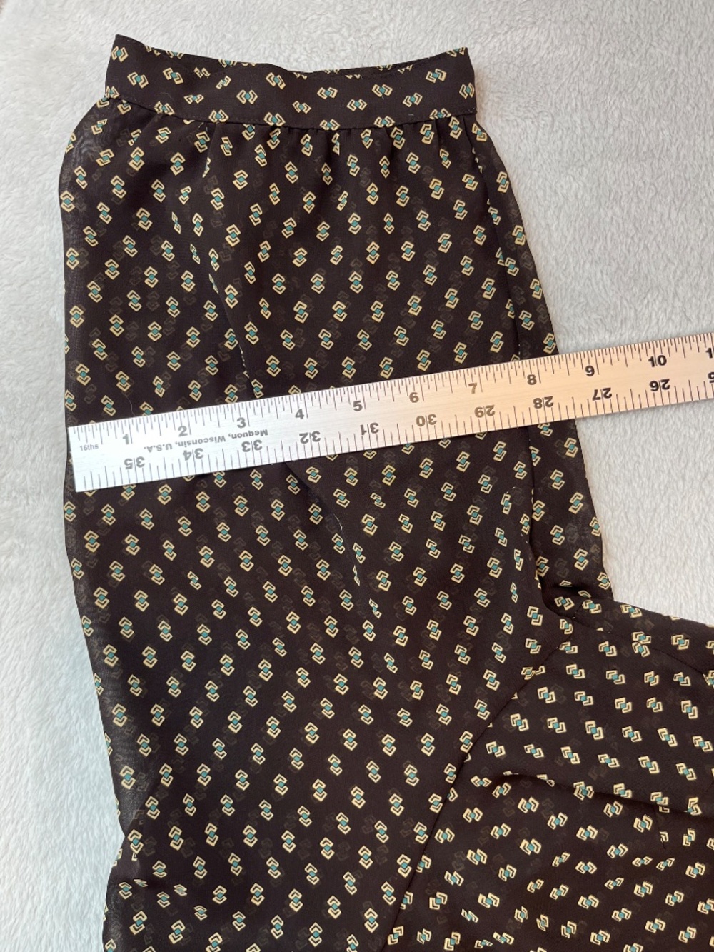 Chaps Plus sz 20w Sheer Blouse Pin Tuck Geometric Print Office Chic Tunic Blouse - Picture 15 of 16